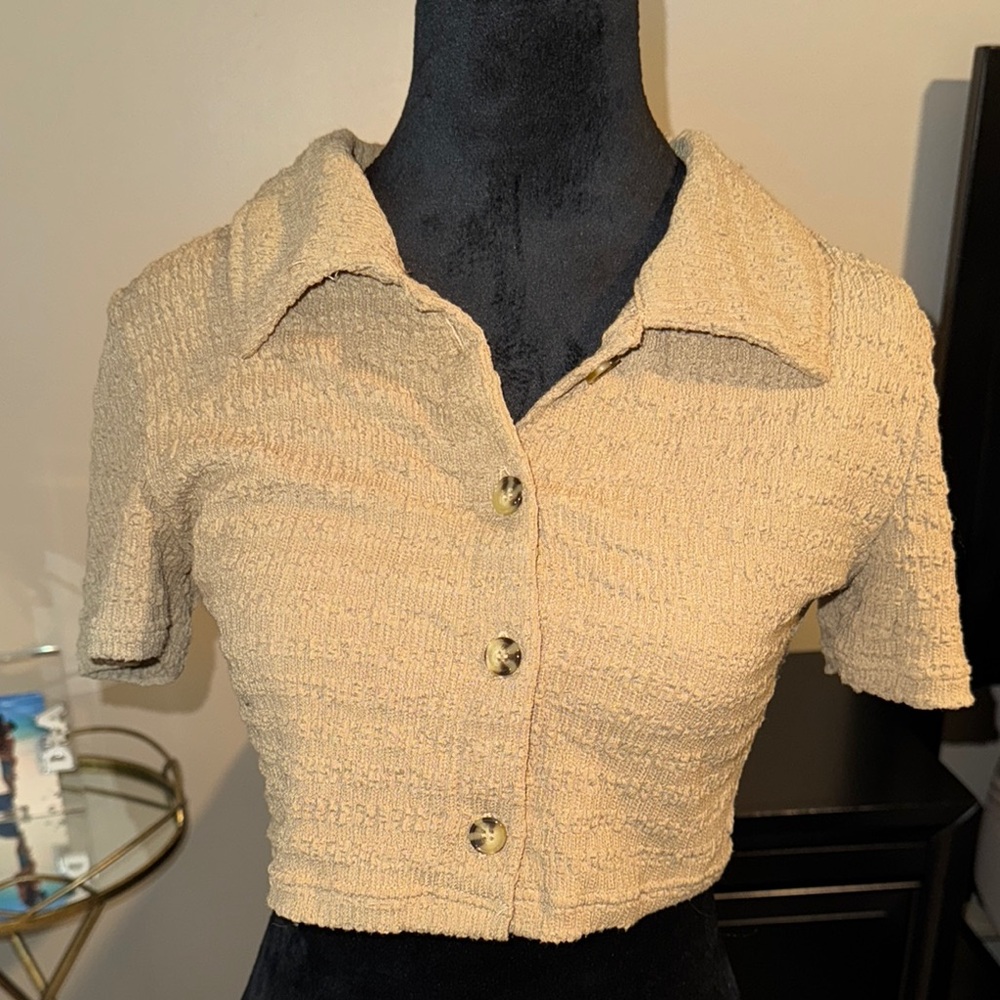 Tan Textured Women's Crop Top